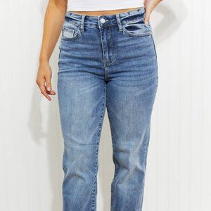 Judy Blue Lennon Full Size Wide Cuff Straight Leg Jeans